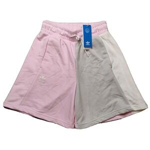ADIDAS Originals Women Small Pink Gray White Mix-Match Patchwork 12" Shorts NEW